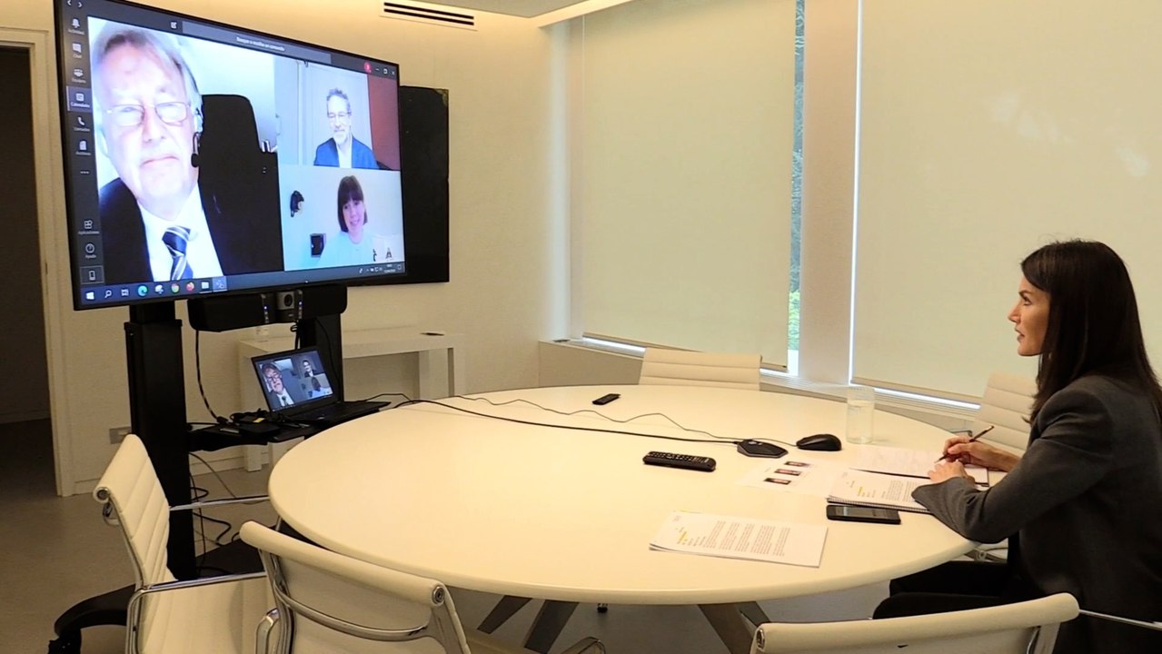 La Reina Letizia mantiene una videoconferencia con Save the Children