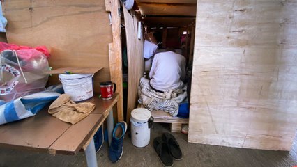 Hong Kong street sleepers build makeshift village near the sea at Kwun Tong public pier