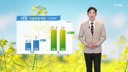 [날씨] 내일 오늘만큼 따뜻...큰 일교차 주의 / YTN