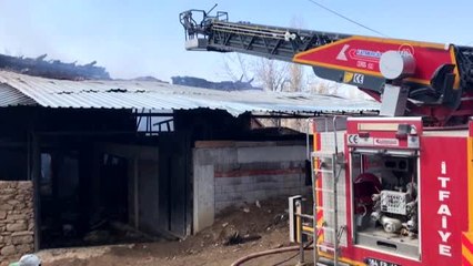 Çıkan yangında komşularının kurtardığı ailenin 82 koyunu telef oldu