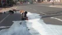 Watch: How a man collects spilt milk in Agra during lockdown