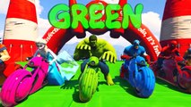 LEARN COLORS for Children W Spiderman and Superheroes Cycles Racing w Street Vehicles for Kids -13