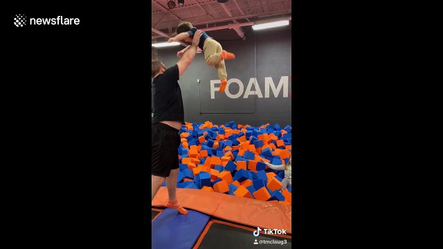I believe YOU can fly! Boy in Virginia gets hilariously tossed into foam pit