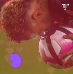 Neymar celebrates International Kiss Day... with a football!