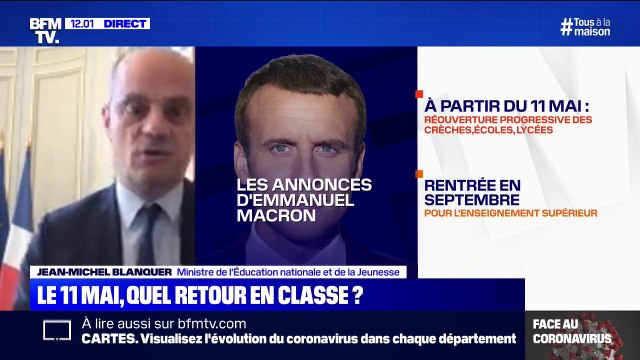 Jean-Michel Blanquer assure que le retour à l'école sera progressif