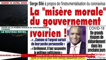 Le titrologue du mardi 14 avril 2020- La "misère morale" du gouvernement ivoirien