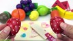 Learn Colors and Name with Fruit and Vegetables Wooden Cutting Toys and Make Play Doh Ice Cream