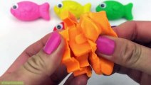 Learn Colors with 6 Color Play Doh Goldfish and Vehicles Car Molds Surprise Toys PJ Masks