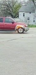 Dude Drives Off in Flaming Vehicle