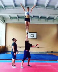 Now that's athletic - fit girl does acrobatics