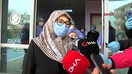 Çan'da koronayı yenen dede, kızı ve torunu alkışlarla taburcu oldu