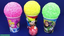 3 Colors Play Foam Ice cream Surprise Cups Princess Mickey Buzz lightyear Kinder Surprise Eggs