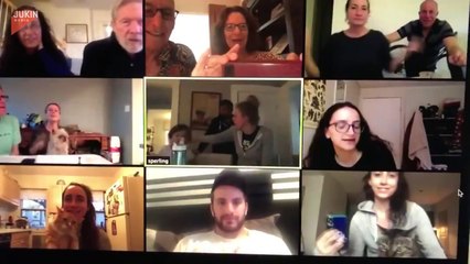 Jewish family celebrates Passover seder virtually while sheltering-in-place