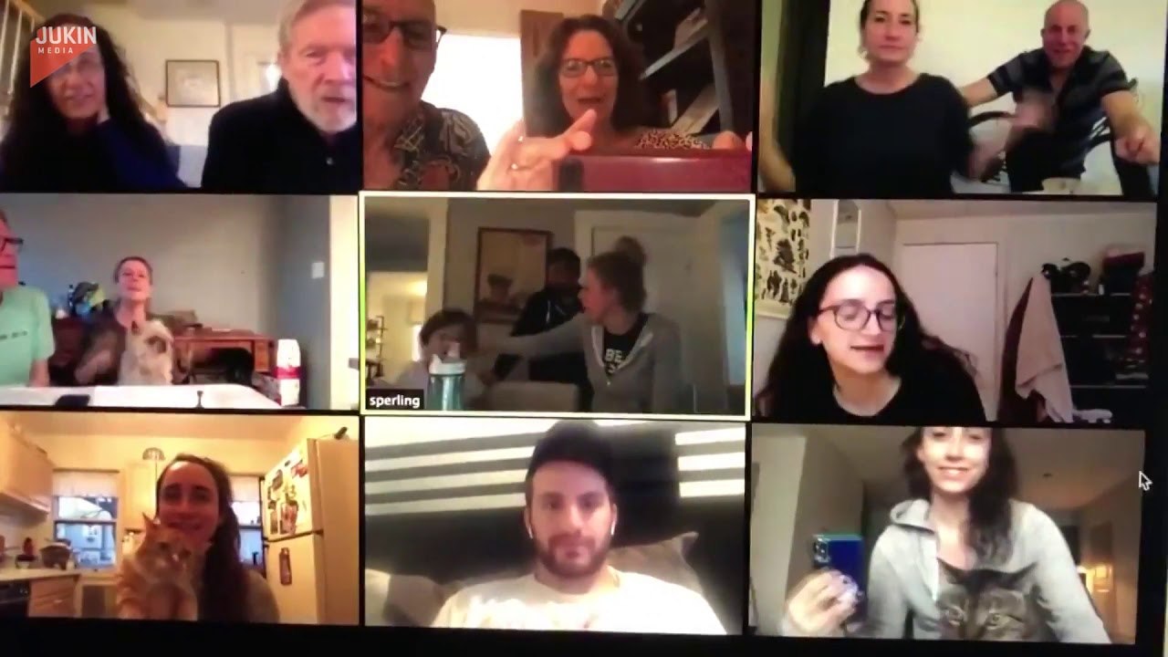 Jewish family celebrates Passover seder virtually while sheltering-in-place