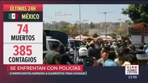Comerciantes de Chalco se enfrentan a policías municipales