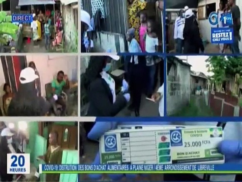 RTG / Covid 19 - Distribution des bons d’achat alimentaires à plane 4ème arrondissement de Libreville par le ministère de la Solidarité nationale