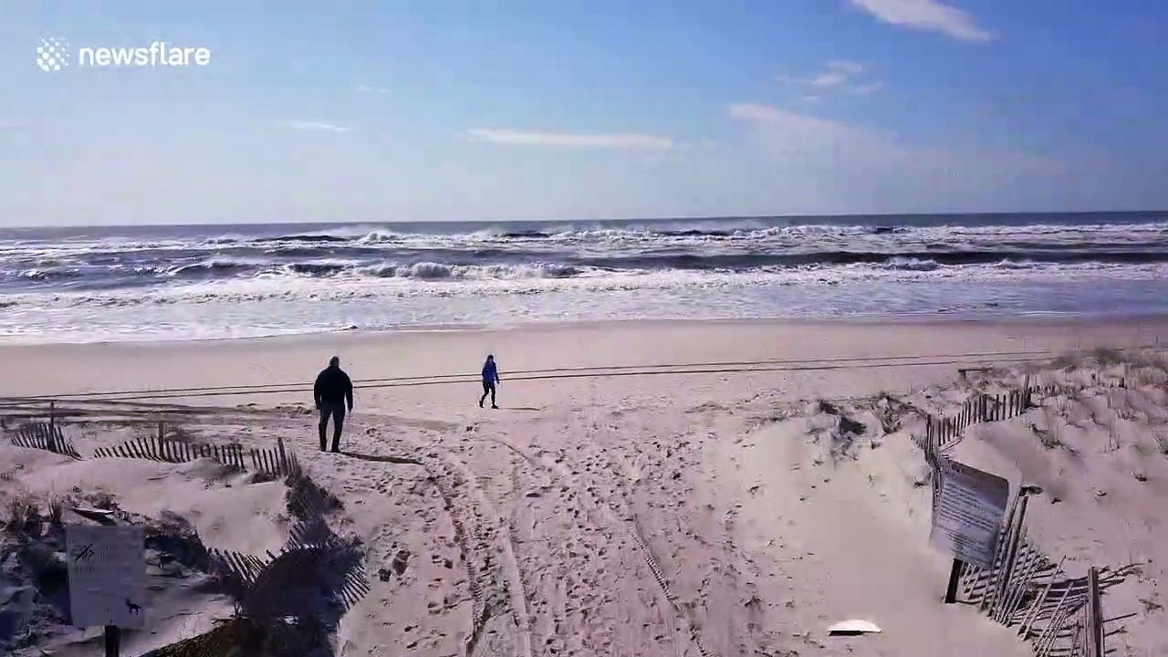 Drone captures waves over the Hamptons in New York