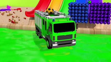Learn Colors With Soccer Ball Swim pool Street Vehicle for kids Nursery Rhymes