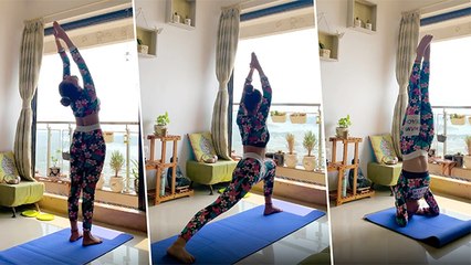 Check out Rubina Dilaik's stress relieving exercise