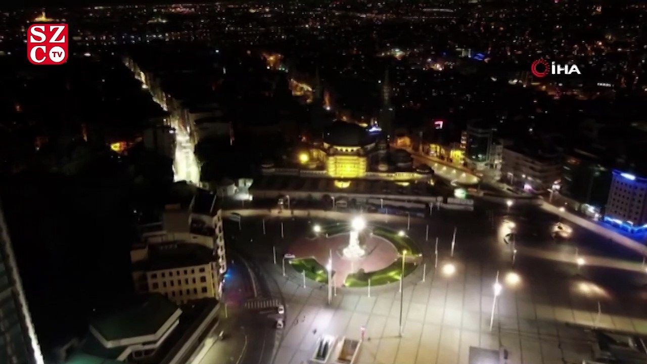 Sokağa çıkma kısıtlamasının bitmesinin ardından Taksim Meydanı havadan görüntülendi