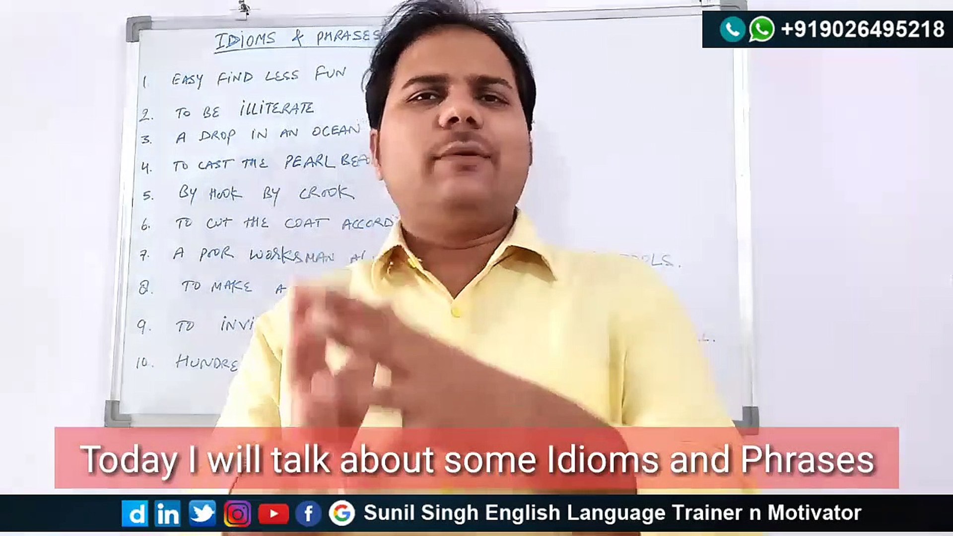 10 English Idioms Phrases With Meaning In Hindi Learn English With Sunil Singh Learnenglishlanguage 10 English Idioms Phrases With Meaning In Hindi Part 2 Learn English With Sunil Singh English Trainer In