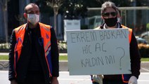 İBB'ye bağlı taşeron firmada çalışan işçiler, 1 yıldır maaş alamadıkları gerekçesiyle Saraçhane'de eylem yaptı