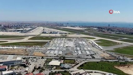 Atatürk Havalimanı’nda hastane binasının yapımına başlandı; havadan görüntüler...