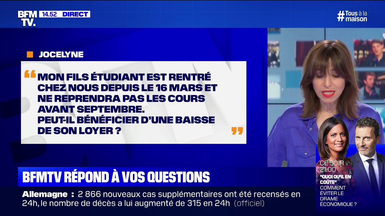 Mon fils étudiant est rentré chez nous et ne reprend les cours qu'en septembre, peut-il bénéficier d'une baisse de loyer? BFMTV répond à vos questions