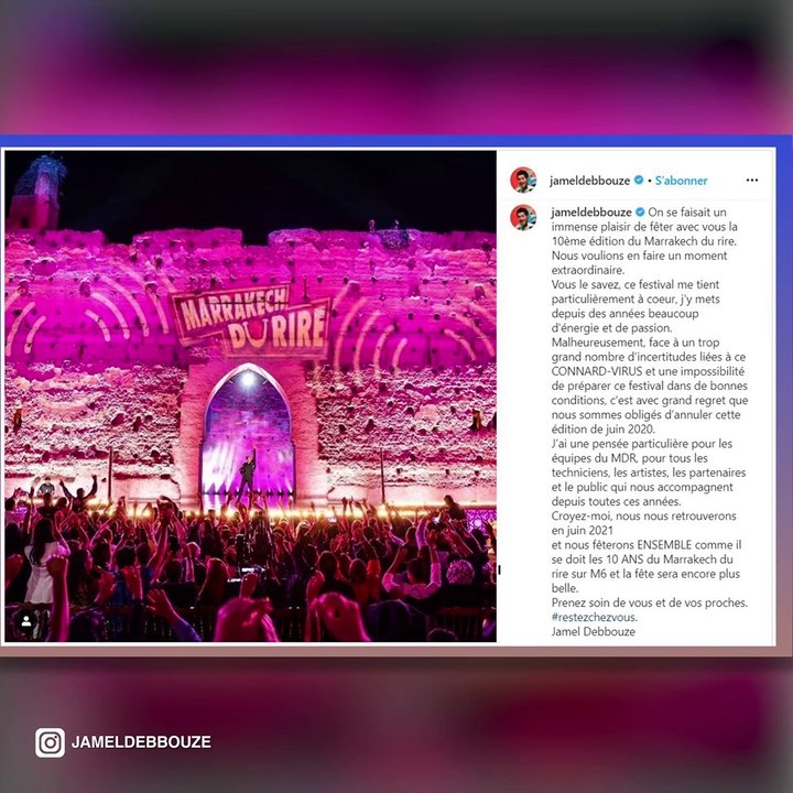 Jamel Debbouze annonce l’annulation du Marrakech du rire 2020