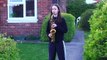 Girl in Yorkshire raises smiles with saxophone during NHS clapping