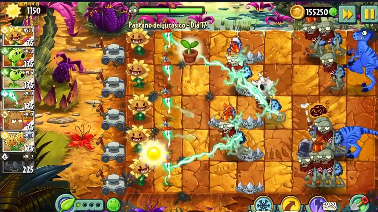 EL GRAN  Girasol Primitivo!! - Plantas VS Zombies 2 - Pantano del Jurasico dia 17 y 18 -