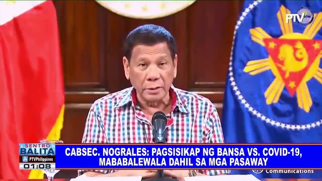 CabSec. Nograles: Pagsisikap ng bansa vs. CoVID-19 mababalewala dahil sa mga pasaway; Validity ng food passes, extended