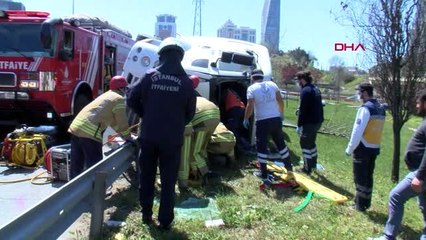 ATAŞEHİR'DE BETON MİKSERİ KAZASI