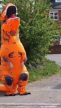 Hilarious dinosaur is entertaining residents on the streets of Doncaster