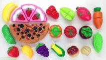 For Children Learning I Learn Names of Fruit and Vegetables with Velcro Cutting Toys Pizza and Cake