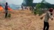 इटावा: तैयार गेहूं की फसल जलकर हुई राख, दमकल की मदद से आग पर पाया काबू