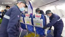 Airline in China removes seats from passenger planes to transform them into cargo planes during coronavirus pandemic