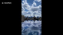 Mesmerizing Manhattan skyline reflection in time-lapse clip
