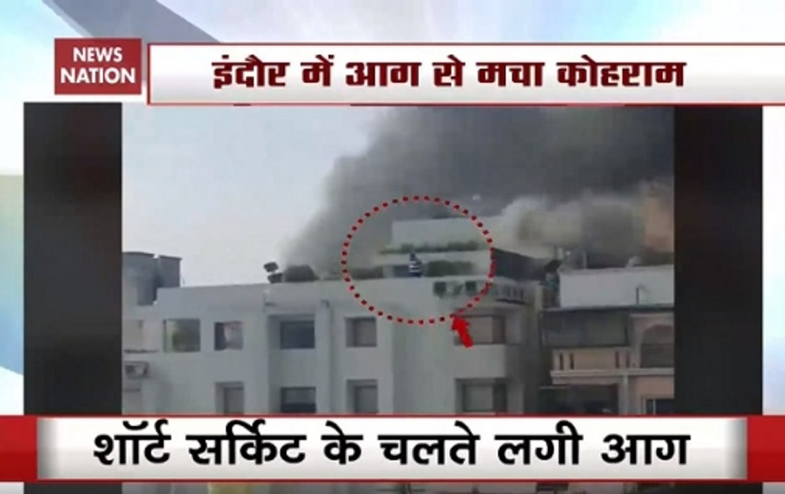 Watch: Youth Trapped At Roof Of Burning Indore Hotel