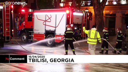 ویدئویی از ضدعفونی خیابانها در تفلیسِ گرجستان