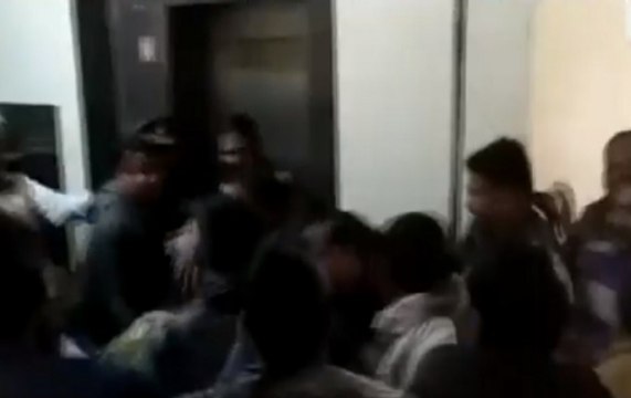 Agra Municipal Corporation employees beat a local politician