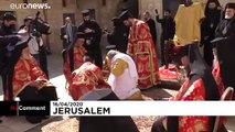 ویدئو؛ مراسم شستشوی پا در آستانه عید‌پاک ارتدوکس‌ها در کلیسای رستاخیز بیت‌المقدس