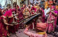 People celebrate Barsana's special Lathmar Holi