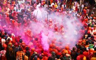People get into festivity of 'Lath Maar Holi' in Barsana