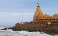 Watch: Shed at Somnath temple entrance collapsed due to Vayu cyclone