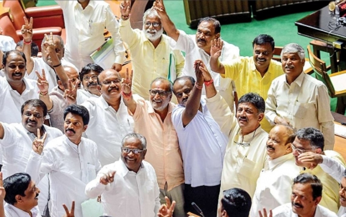 Amid trust vote, Congress, BJP trade charges in...