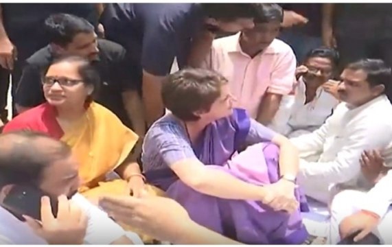 Sonbhadra violence: Priyanka Gandhi sits on dharna, demands justice