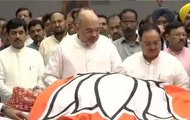 Politicians throng at BJP headquarters to pay tribute to Sushma Swaraj