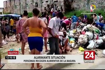 Iquitos: personas recogen alimentos de la basura