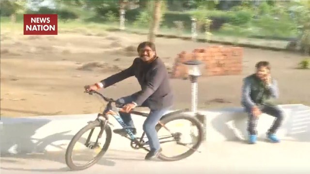 Watch: JMM’s Hemant Soren Rides Cycle At His Residence In Ranchi
